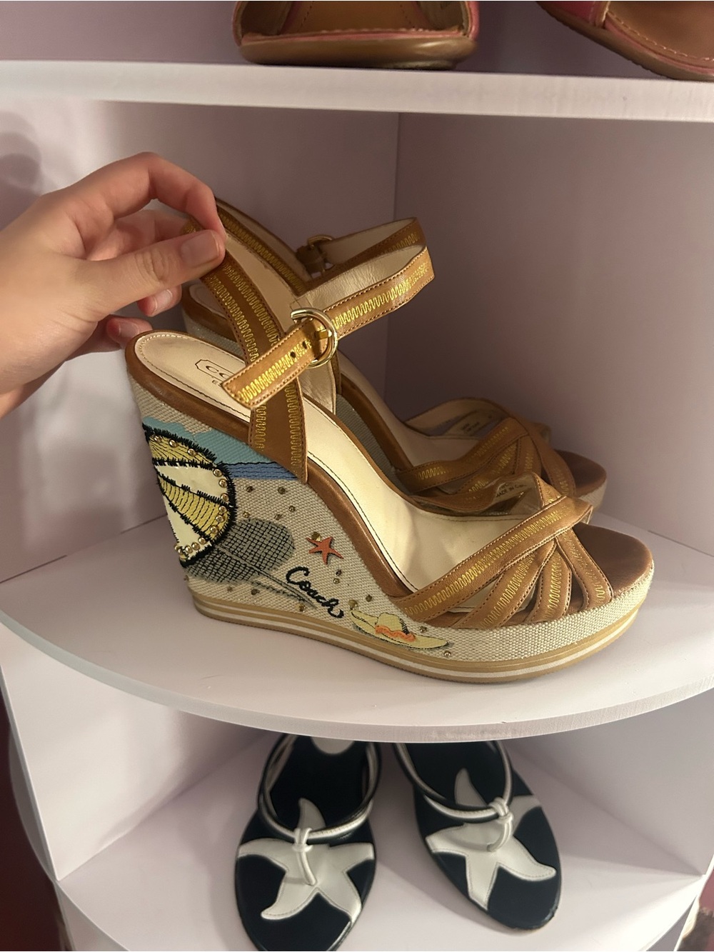 Coach Caroline beach beaded wedges - Picture 2 of 4